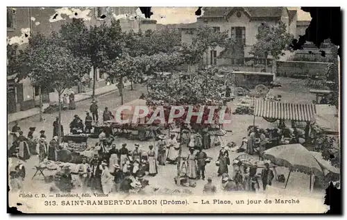 Cartes postales Saint Rambert d&#39Albon La place un jour de marche