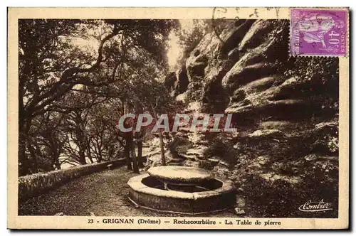 Cartes postales Grignan Rochecourbiere La table et la grotte lieu illustre par la presence de Mme de Sevigne