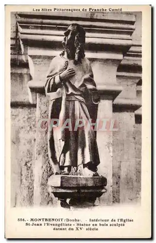 Cartes postales Montbenoit Interieur de l&#39eglise St Jean l&#39evangeliste Statue en bois sculpte datant du 15