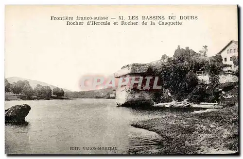 Cartes postales Frontiere Franco suisse Les bassins du Doubs Rocher d'Hercule et rocher de la casquette
