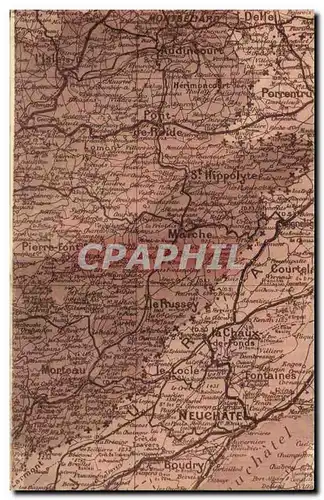 Cartes postales Carte du Doubs Montbeliard Neuchatel