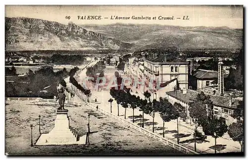 Cartes postales Valence sur Rhone L'avenue Gambetta et Crussol
