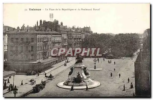Cartes postales Valence La place de la Republique et du boulevard Bancel