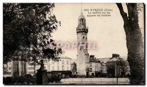 Cartes postales Evreux Le beffroi vu du square du theatre