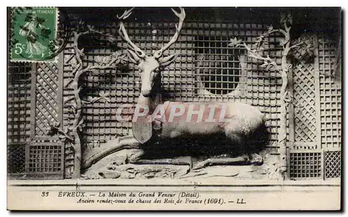 Cartes postales Evreux La maison du grand Veneur (detail) Ancien rendez vous de chasse des rois de France (1691)