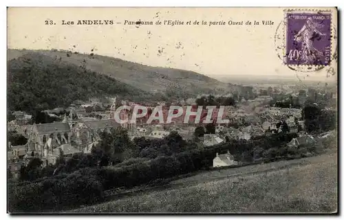 Cartes postales Les Andelys Panorama de l'eglise et de la partie Ouest de la ville