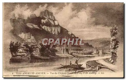 Cartes postales Les Andelys ancien Vue du chateau Gaillard et du petit Andely