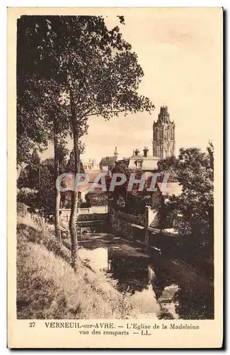 Cartes postales Verneuil sur Avre L&#39eglise de la Madeleine Vued es remparts