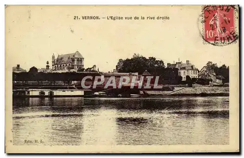 Cartes postales Vernon L'eglise vue de la rive droite
