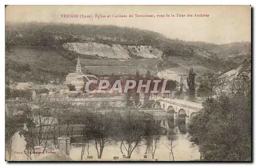 Ansichtskarte AK Vernon Eglise et collines de Vernonnet vues de la tour des archives