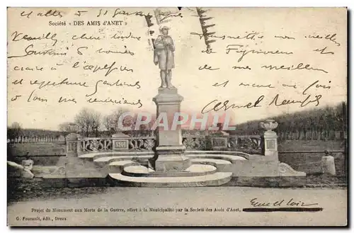 Cartes postales Projet du monument aux morts de la guerre Anet