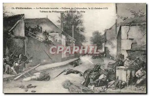 Cartes postales Chateaudun La barricade tournee Defense de Chateaudun le 18 octobre 1870 Tableau de Phillippotea