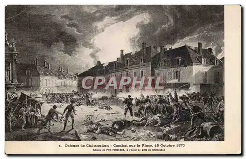 Ansichtskarte AK Chateaudun Combat sur la place 18 octobre 1870 Philippoteaux Hotel de ville