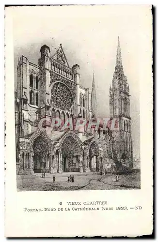 Cartes postales Chartres Portail Nord de la cathedrale vers 1850