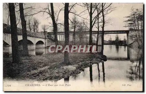 Cartes postales Chartres L&#39Eure aux trois ponts