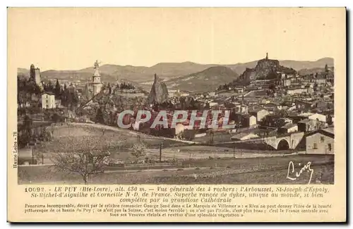 Cartes postales Le Puy Vue generale des 4 rochers L'Arbousset St Joseph d'Espaly