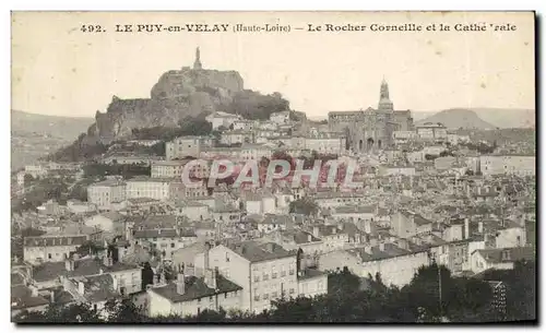 Cartes postales Le Puy en Velay Le rocher Corneille et la cathedrale