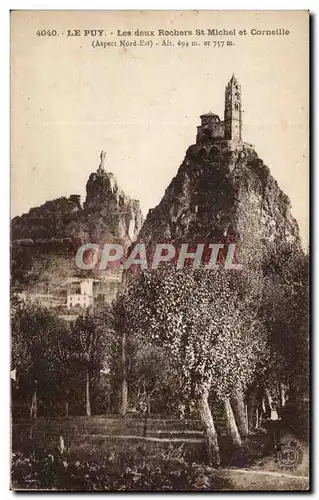 Cartes postales Le Puy Les deux rochers St Michel et Corneille