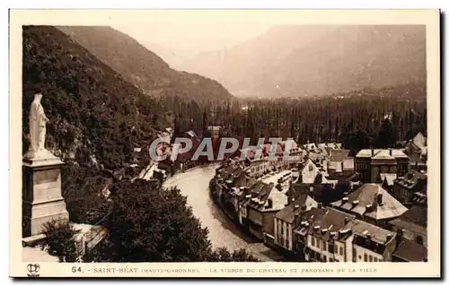 Cartes postales Saint Beat La vierge du chateau et panorama de la ville