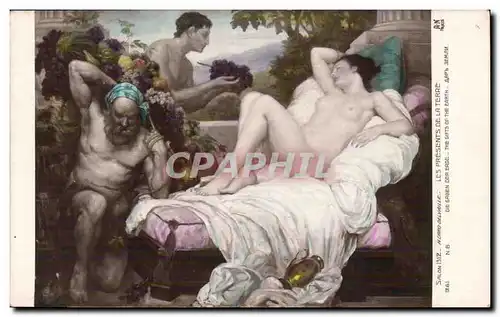 Ansichtskarte AK Fantaisie Salon 1912 Caro Delvaille Les presents de la terre FEmme Nu erotique