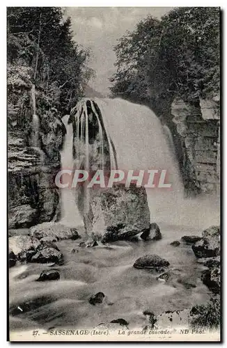 Ansichtskarte AK Sassenage La grande cascade Au dos : Fete annuelle Place de l&#39hotel de ville Paris Fevrier 19