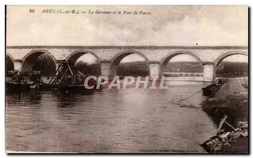 Cartes postales Agen La Garonne et le pont de pierre