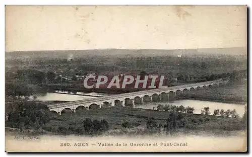 Cartes postales Agen Vallee de la garonne et pont canal