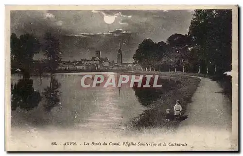 Ansichtskarte AK Agen Les bords du canal l&#39eglise Sainte Foy et la cathedrale