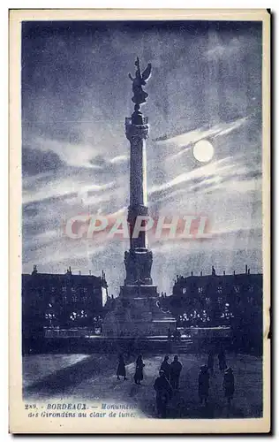 Cartes postales Bordeaux Monument des Girondins au clair de lune