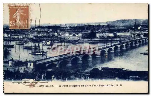 Bordeaux - Le Pont de Pierre vue de la Tour Saint Michel - Cartes postales