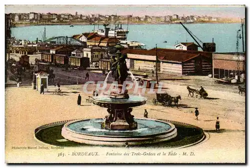 Bordeaux - Fontaine des Trois Graces et la Rade - Ansichtskarte AK