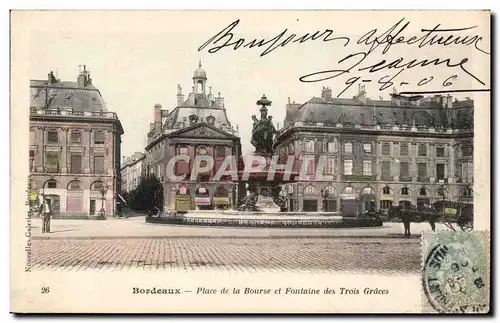 Bordeaux - Place de la Bourse et Fontaine des Trois Graces - Ansichtskarte AK