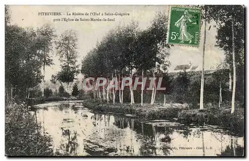 Cartes postales Pithiviers La riviere de l&#39oeuf a Saint Gregoire pres l&#39eglise Saint Martin le Seul