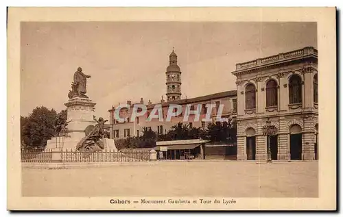 Cahors - Monument Gambetta et Tour du Lycee - Ansichtskarte AK