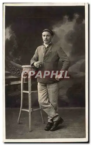 CARTE PHOTO Fantaisie - Hommes - Young Man with Cigar - Ansichtskarte AK