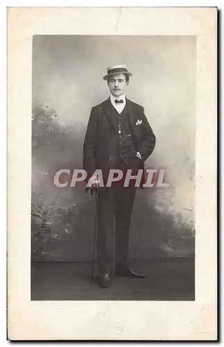 CARTE PHOTO Fantaisie - Hommes - young man wearing hat - Ansichtskarte AK