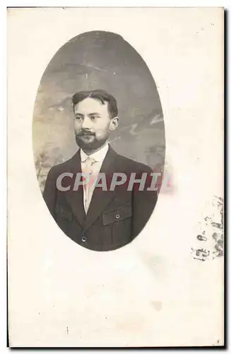 CARTE PHOTO Niort Fantaisie - Hommes - handsome man in vignette - Ansichtskarte AK