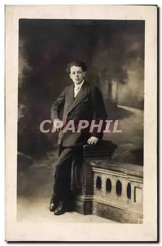 CARTE PHOTO Fantaisie - Hommes - young man with cury hair - Ansichtskarte AK