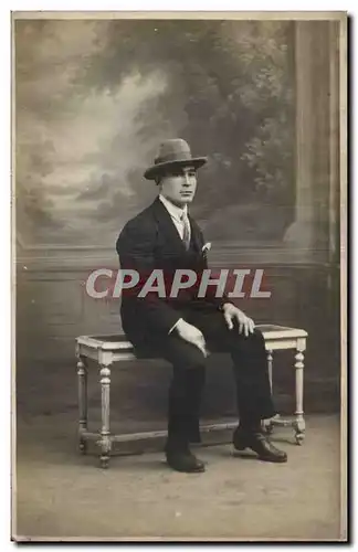 CARTE PHOTO Fantaisie - Hommes - young man wearing hat - Ansichtskarte AK