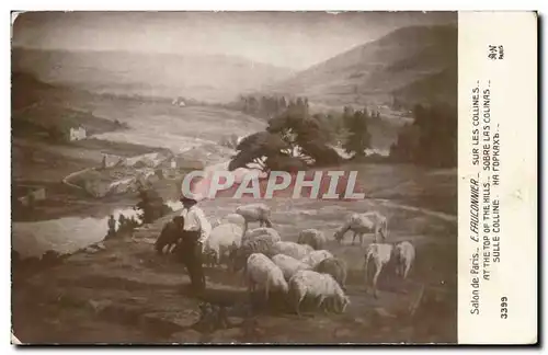 Arts - Peinture - Salon de Paris - Sur les Collines - moutons - sheep Fauconnier - Ansichtskarte AK