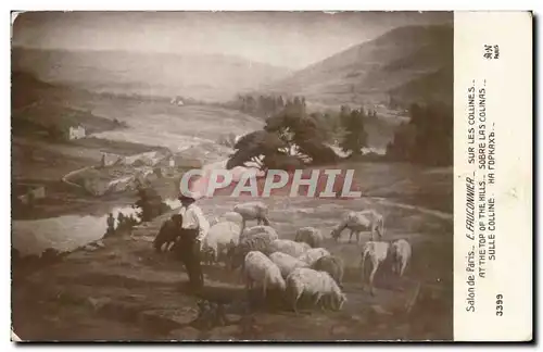 Arts - Peinture - Salon de Paris - Sur les Collines - moutons - sheep Fauconnier - Cartes postales