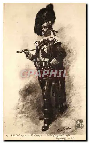 Cartes postales Fantaisie SAlon 1904 Orange Soldat Highland light infantery Militaria