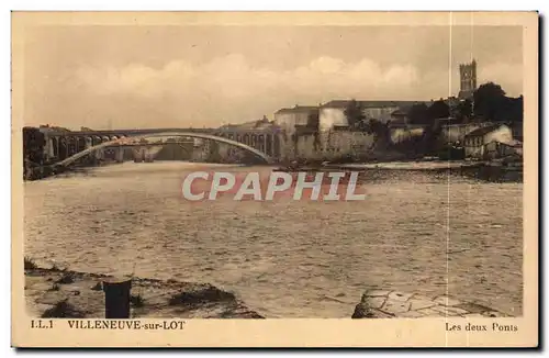 Cartes postales Villeneuve sur Lot Les deux ponts