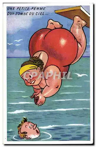 Cartes postales Humour Femme Forte Une femme qui tombe du ciel