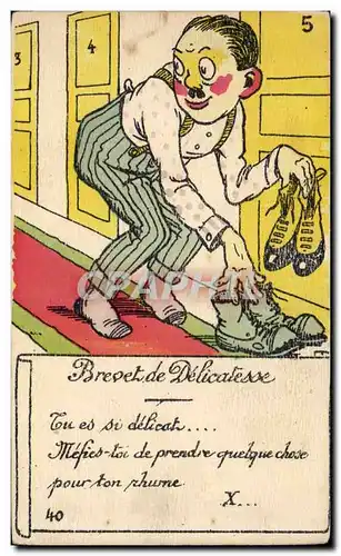 Cartes postales Humour Brevet de delicatesse Voleur de chaussures