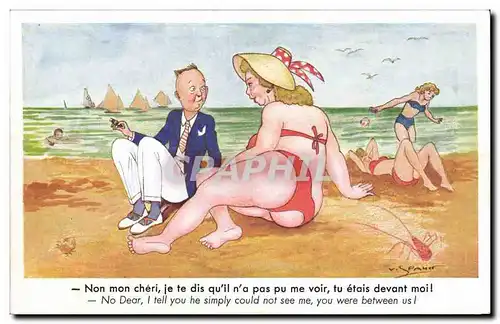 Humour - Illustration - woman in bathing suit - bathing suit - Ansichtskarte AK