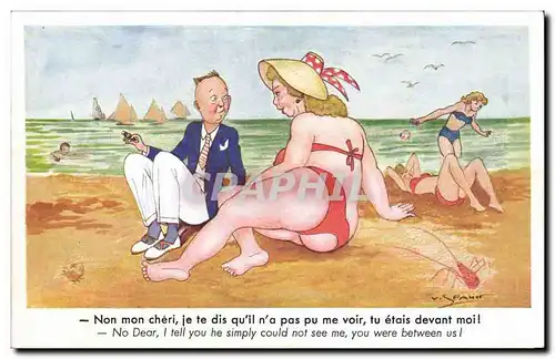 Humour - Illustration - woman in bathing suit - bathing suit - Cartes postales