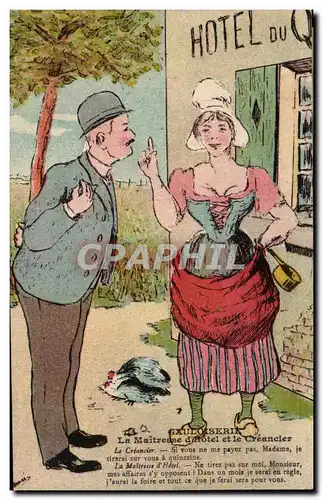 Humour - Illustration - La Maitresse d&#39Hotel - Cartes postales