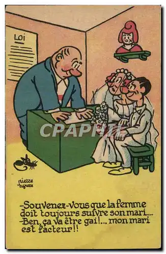 Humour - Illustration - mariage - wedding - pride - groom - facteur - postman - Cartes postales