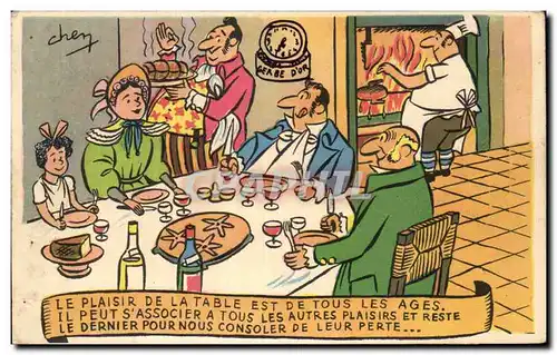 Humour - Illustration - Le Plaisir de la Table - Restaurant - Cartes postales